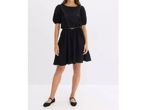 B.P.C sukienka czarna z dżetami i paskiem 42.