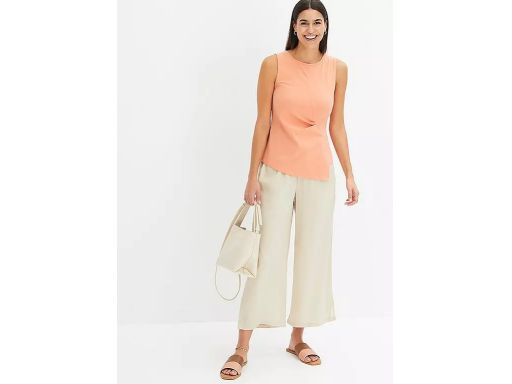 B.P.C bawełniany top asymetryczny z marszczeniem morelowy ^48/50