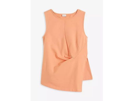 B.P.C bawełniany top asymetryczny z marszczeniem morelowy ^48/50