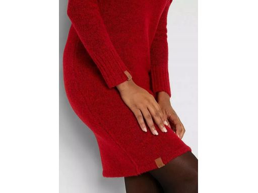 B.P.C czerwona dzianinowa sukienka z kapturem r.40/42