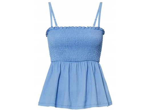 B.P.C bluzka top na cienkich ramiączkach niebieski z marszczeniem ^40/