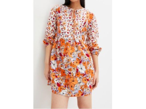 B.P.C sukienka tunikowa lniana w kolorowe kwiatki 38.