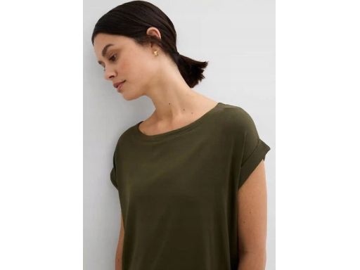 B.P.C t-shirt wiskozowy khaki lekko dłuższy tył 44/46.