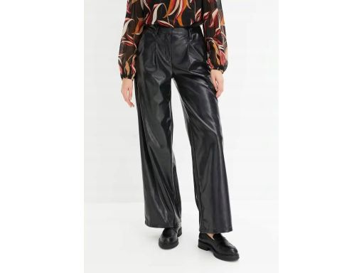 B.P.C spodnie czarne eko skóra szeroka nogawka r.46