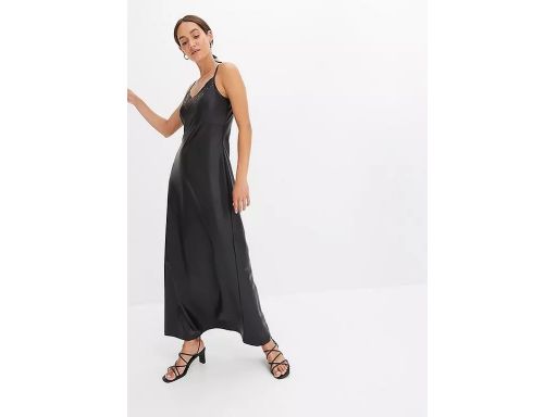 B.P.C długa sukienka czarna z eko skóry ^36/38