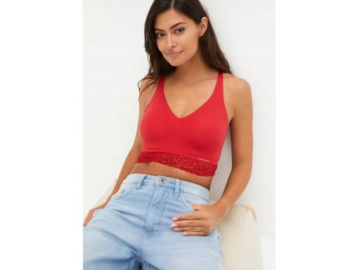 B.P.C. biustonosz bralette Feel Comfort czerwony z koronką 44/46.