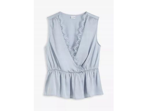 B.P.C top satynowy niebieski indygo z koronką r.42