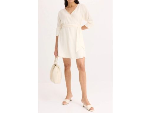 B.P.C sukienka ecru z efektem założenia kopertowego ^48