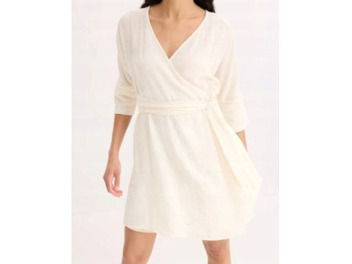 B.P.C sukienka ecru z efektem założenia kopertowego ^48