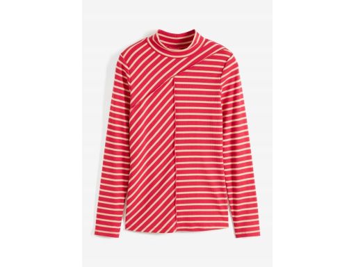 B.P.C bluzka beżowo-różowa w paski z ozdobnymi szwami 40/42.