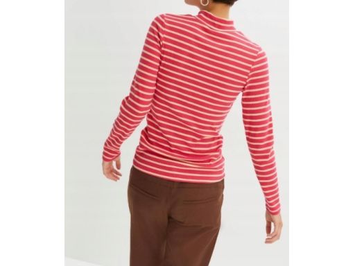 B.P.C bluzka beżowo-różowa w paski z ozdobnymi szwami 40/42.