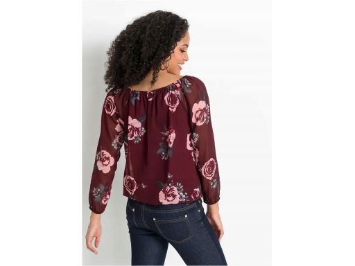 B.P.C bluzka szyfonowa w kwiatki z dekoltem carmen r.50