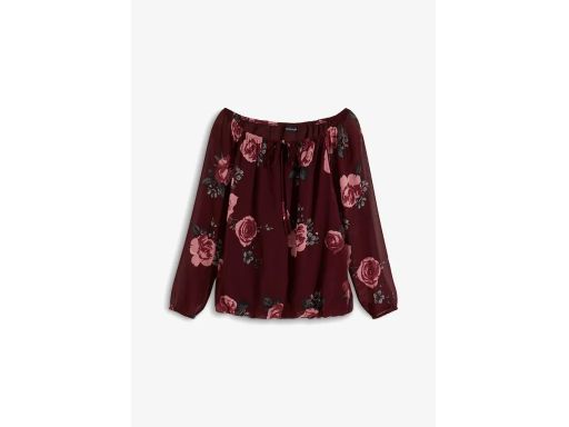 B.P.C bluzka szyfonowa w kwiatki z dekoltem carmen r.50