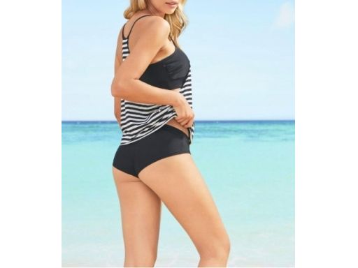 B.P.C tankini czarno-białe w paski r.48