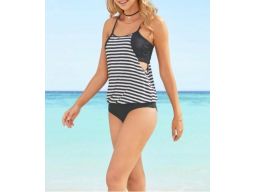 B.P.C tankini czarno-białe w paski r.48