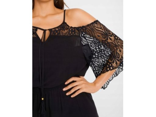 B.P.C sukienka plażowa czarna ażurową koronką ^36