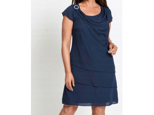 B.P.C sukienka szyfonowa zielona limonka w optyce warstwowej ^54