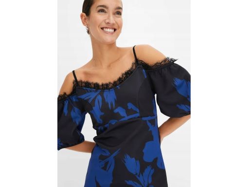 B.P.C sukienka ołówkowa na ramiączka z koronką i rękawkami 40/42.