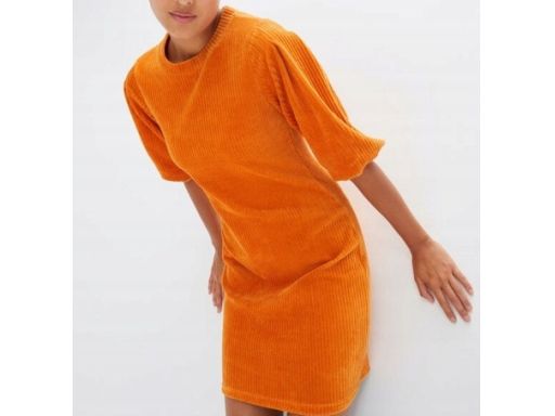 B.P.C sztruksowa sukienka krótka pomarańczowa ^44/46