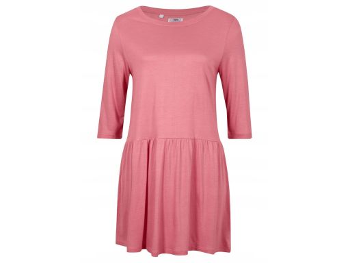 Długa bluzka z falbaną dymny róż ^40/42