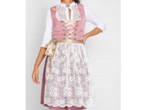 B.P.C. sukienka ludowa fioletowo-różowa z koronką 46.