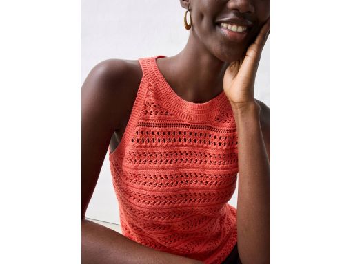 B.P.C top dzianinowy koralowy ażurowy 44/46.