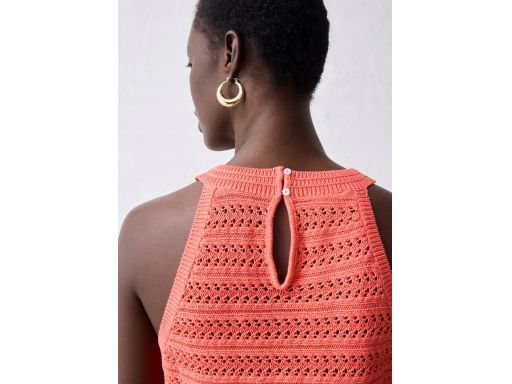 B.P.C top dzianinowy koralowy ażurowy 44/46.