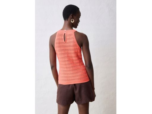 B.P.C top dzianinowy koralowy ażurowy 44/46.