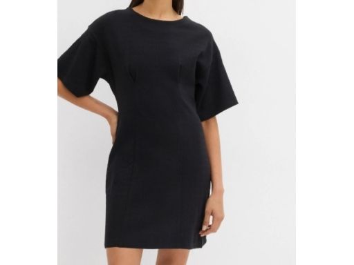 B.P.C sukienka shirtowa czarna bawełniana z zaszewkami ^48/50