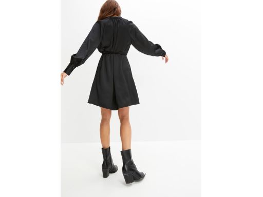 B.P.C sukienka satynowa czarna z wiązaniem i paskiem r.44