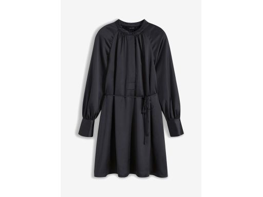 B.P.C sukienka satynowa czarna z wiązaniem i paskiem r.44
