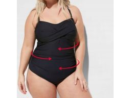 B.P.C kostium jednoczęściowy marszczony czarny 46.