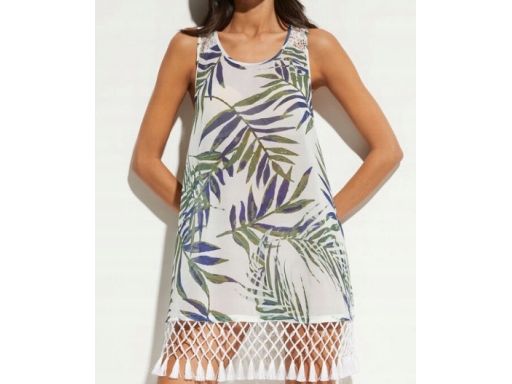 B.P.C sukienka plażowa z frędzlami i nadrukiem ^40