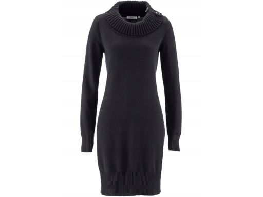 B.P.C długi sweter czarny z kołnierzem r.36/38