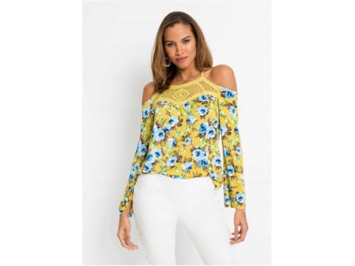 B.P.C żółta bluzka z koronką r.36/38