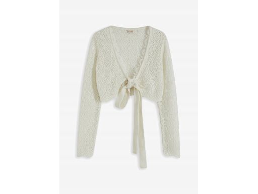 B.P.C sweter kopertowy ażurowy biały bolerko dzianinowe r.40/42