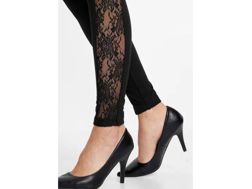 B.P.C legginsy czarne z koronką r.36/38