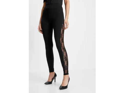 B.P.C legginsy czarne z koronką r.36/38
