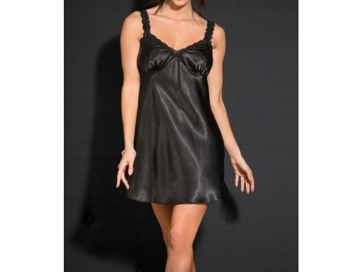 B.P.C koszula nocna satynowa z koronką czarna 40/42.