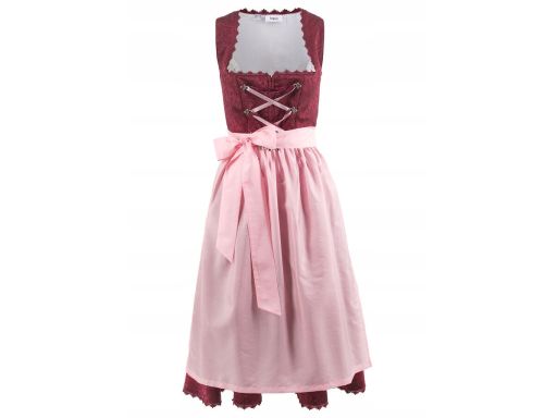 B.P.C. sukienka ludowa bordowa z różowym fartuchem 42.