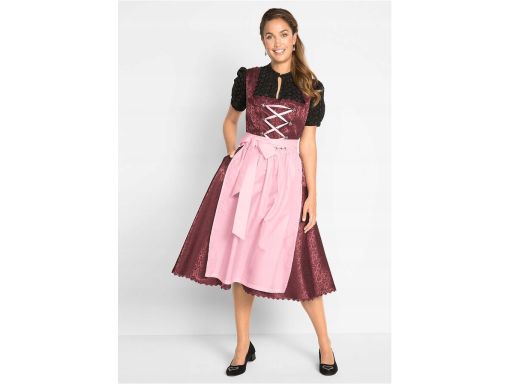 B.P.C. sukienka ludowa bordowa z różowym fartuchem 42.