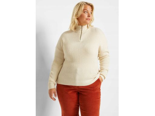 B.P.C sweter beżowy ze stójką i z zamkiem 48/50.