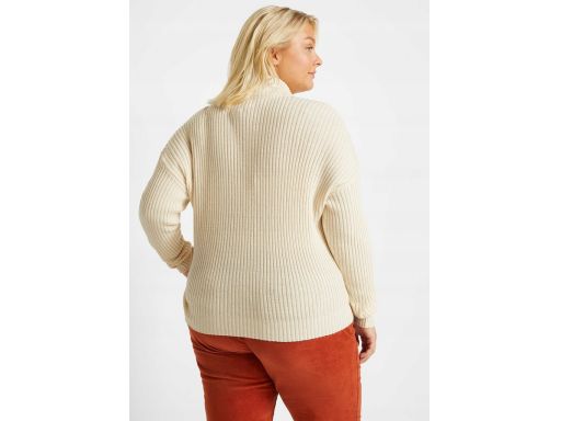 B.P.C sweter beżowy ze stójką i z zamkiem 48/50.
