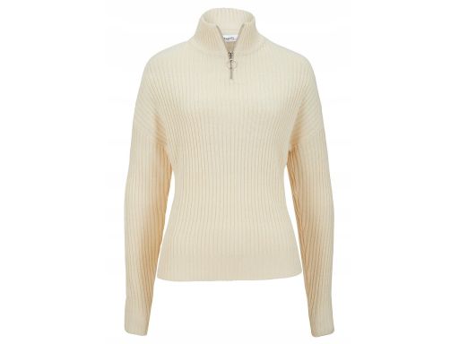B.P.C sweter beżowy ze stójką i z zamkiem 48/50.
