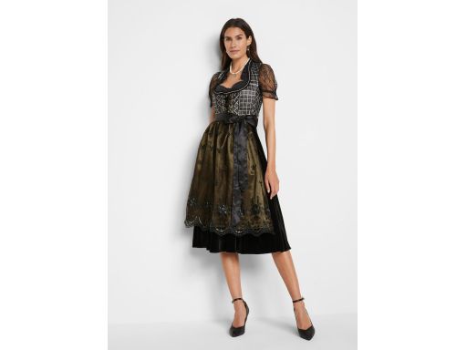 B.P.C. sukienka ludowa w kratę z aksamitem ^44