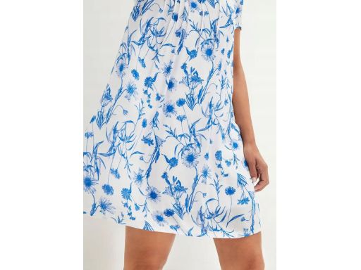 B.P.C sukienka tunikowa biała w niebieskie wzory 44.