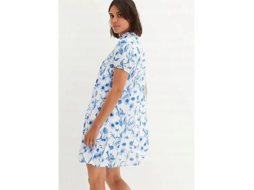 B.P.C sukienka tunikowa biała w niebieskie wzory 44.