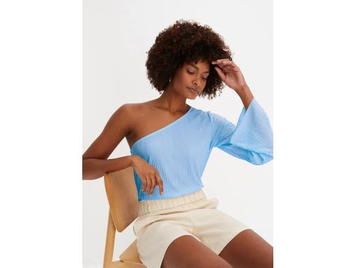 B.P.C bluzka asymetryczna plisowana niebieska r.48