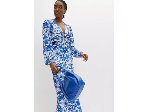 B.P.C sukienka z nadrukiem długa z wycięciami 36/38.