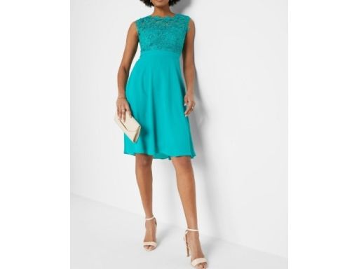 B.P.C sukienka szyfonowa z koronką różowa PREMIUM r.40